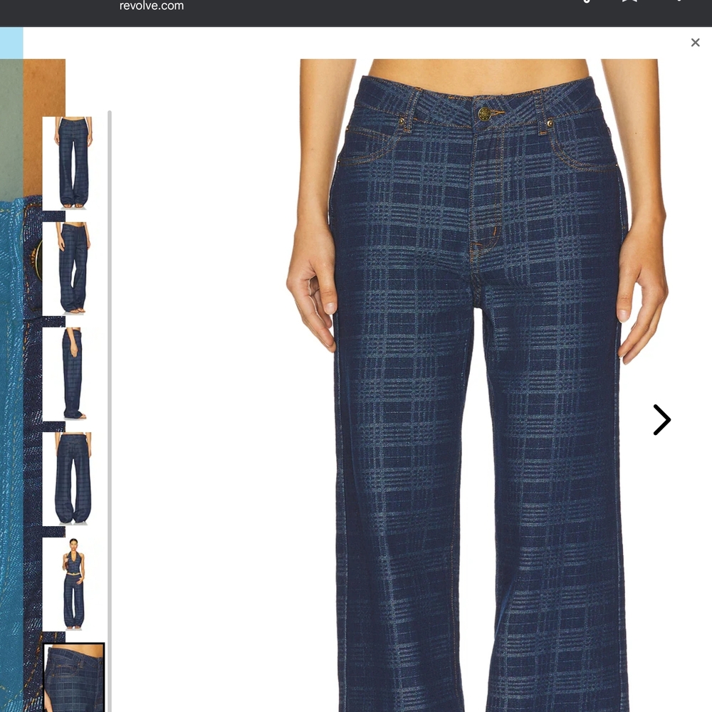 Lioness Navy Plaid Wide Leg Pants - Picture 6 of 10